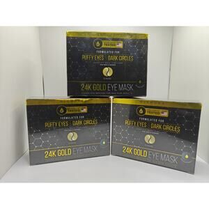 (3X) Dermora 24K Gold Eye Mask 15 Pairs Under Eye Patches for Puffy Eyes Dark